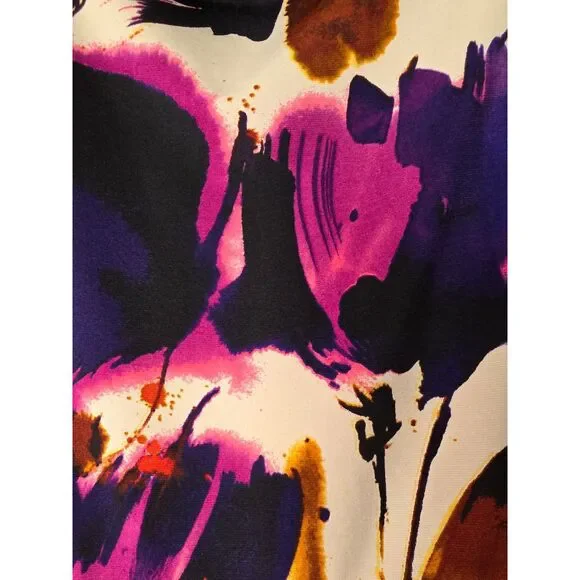 Ralph Lauren Floral Faux Wrap V Neck Ruched Sleeveless Dress 10P - Picture 7 of 11